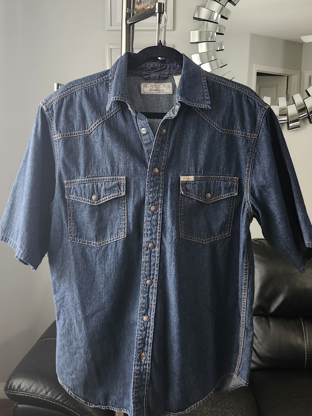 Levi's Men's Dark Blue Denim Short Sleeve Western Shirt